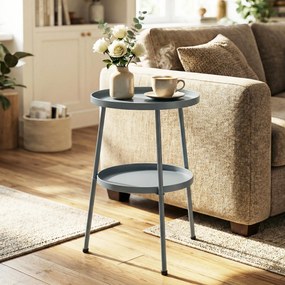 Outsunny Stolik Ø36 cm, stolik balkonowy z metalu, stolik pomocniczy na taras, okrągły stolik ogrodowy na balkon, taras, ogród, ciemnoszary | Aosom PL