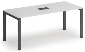 Stół konferencyjny PRIMO SQUARE, 180x80 cm, biały + port blatowy TYP VI, czarny