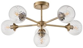 Endon 103171 - Żyrandol na drążku ALLEGRA 6xE14/7W/230V mosiądz/przezroczysty