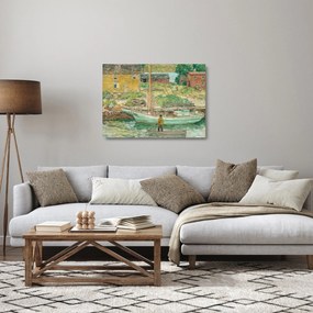 Obraz na szkle - Childe Hassam, Oyster Sloop, Cos Cob, reprodukcje (70x50 cm)