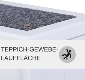 PawHut Schody dla Zwierząt Domowych z Wykładziną Dywanową Schowek Drewno Sosnowe Biały | Aosom PL
