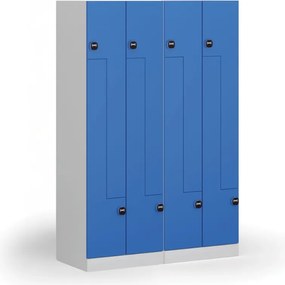 Metalowa szafka ubraniowa S1 Z, 4-drzwiowa, 1850 x 600 x 500 mm, zamek RFID, drzwi beżowe