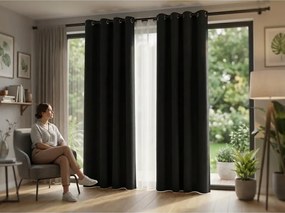 Zasłona OXFORD LIGHT 140x270 cm, czarna Zawieszanie: Taśma z wiązaniami