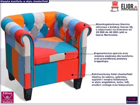 Fotel patchworkowy chesterfield - Xala