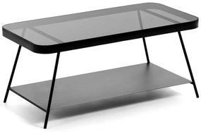 Czarny stolik ze szklanym blatem 45x90 cm Duilia – Kave Home