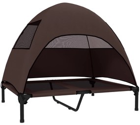 PawHut Leżanka dla Psa na Zewnątrz z Dachem, Podwyższone Łóżko dla Dużych Psów, 91 x 76 x 90 cm, Kawa