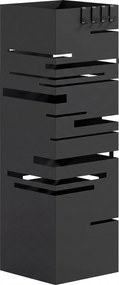 HOMCOM Stojak na parasole z metalu z wyjmowaną tacką ociekową i 4 haczykami 15,5 x 15,5 x 49 cm, Czarny | Aosom PL