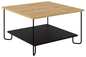 Czarny stolik z blatem w dekorze dębu 80x80 cm Tonka – Marckeric