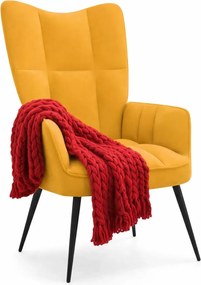 Musztardowy Pikowany Fotel Wypoczynkowy K5-D89