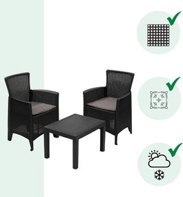 Zestaw ogrodowy FOREST, 3-częściowy, antracytowy I.P.A.E-Progarden