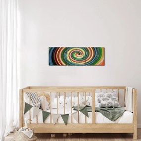 Abstrakcyjny obraz - kolorowa spirala (z zegarem) (90x30 cm)