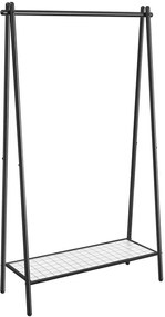 Czarny stalowy stojak na ubrania z półką C7-D78