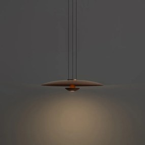 Nowoczesna lampa wisząca brązowa z drewnem orzechowym ze ściemnialnym LED - Smith