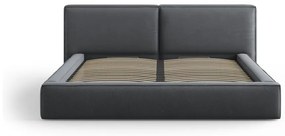 Ciemnoszare tapicerowane łóżko dwuosobowe ze schowkiem i stelażem 180x200 cm Arendal – Cosmopolitan Design
