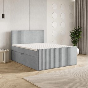 Masseno Łóżko kontynentalne TERVAN z pojemnikiem na pościel 140x200 cm - Jasnoszary, PAROS 05