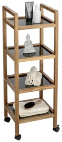 Czarny/w naturalnym kolorze regał łazienkowy z litego drewna akacjowego 35x101,5 cm Fondi – Wenko