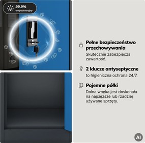 Szafa na akta kartotekowa na klucz antracytowo-niebieska, 450x1850x400 mm: ALEX