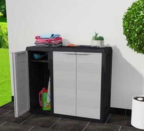 Trzydrzwiowa szafka balkonowa gospodarcza czarny + szary - Kendall 4X