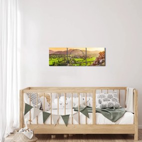 Obraz doliny Hampi w Indiach (z zegarem) (90x30 cm)