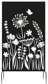 Czarna metalowa osłona balkonowa 100x186 cm Flowers – Esschert Design