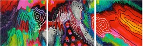 Abstrakcyjny obraz - kolory (z zegarem) (90x30 cm)