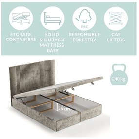 Beżowe tapicerowane łóżko dwuosobowe ze schowkiem 200x200 cm Mavel – Maison de Rêve