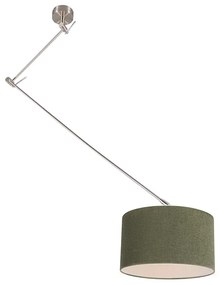 Stalowa lampa wisząca z kloszem 35 cm zielona regulowana - Blitz Nowoczesny Oswietlenie wewnetrzne