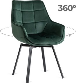 Krzesło Tapicerowane Obrotowe do Salonu LUNA Zielone Welurowe Nowoczesne Loft