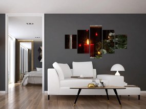 Obraz - Świecąca świeca bożonarodzeniowa (125x70 cm)