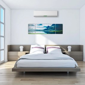 Obraz jeziora z górami (170x50 cm)
