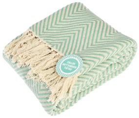 Miętowy bawełniany koc 150x235 cm Herringbone – Rex London
