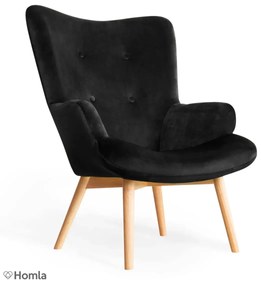 Fotel tapicerowany MOSS VELVET czarny HOMLA