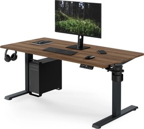 Biurko elektryczne z regulacją wysokości ergonomiczne antracytowe/orzech,1400x700 mm: ARIA