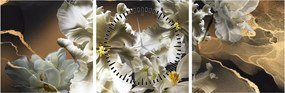 Obraz - Orchidea kwiaty na marmurowym tle (z zegarem) (90x30 cm)