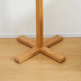 HOMCOM Wieszak stojący 8 Haków Wodoodporność i trwałość Zajmuje mało miejsca Materiał bambusowy 49,5 x 49,5 x 178 cm Naturalny  | Aosom PL