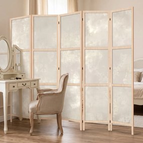 Parawan pokojowy 5-częściowy 225x172 drewniany japoński Jednostronny dekoracyjny shabby chic Kremowy