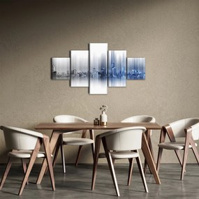 Obraz - Panorama miasta, niebiesko - szara (125x70 cm)