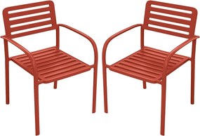 Zestaw 2 metalowych, składanych foteli ogrodowych - Terracotta - NILY od MYLIA