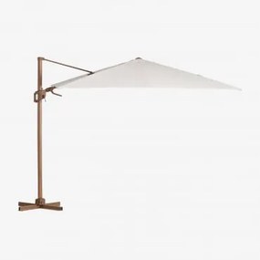 Parasol Z Tkaniny I Stali Hydra Biały - Brązowy Drewno Kasztanowe - Sklum