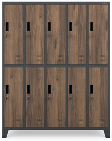 Szafa socjalna 10-drzwiowa BARTEK, 1360 x 1720 x 450 mm, Eco Design: antracytowa/ orzech