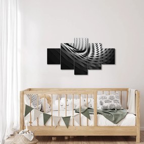 Abstrakcyjny obraz - czarno - biała spirala (125x70 cm)