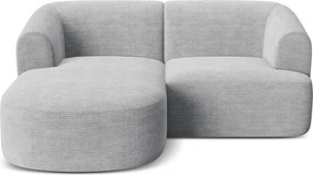 Jasnoszary sztruksowy narożnik (lewostronny/z szezlongiem) Campi – Cosmopolitan Design