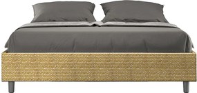 Łóżko wyposażone w stelaż z listwami z pojemnikiem tapicerowane 160x190 tkaniny Aragona 3 Żółty Azelia