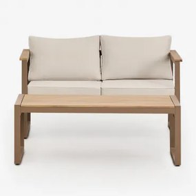 Zestaw Ogrodowy Składający Się Z 2-osobowej Sofy I Stolika Kawowego Z Aluminium I Drewna Akacjowego 110x55cm Lipov Moka Brown - Sklum