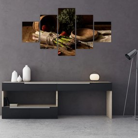 Obraz szparagów na stole (125x70 cm)