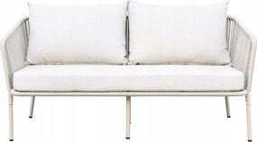 Zestaw mebli ogrodowych beżowy aluminium sofa fotele stolik sznurowanie