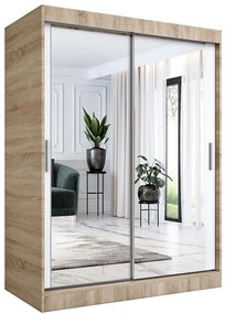 Szafa przesuwna z lustrem 150 cm dąb sonoma + biały R3-N80