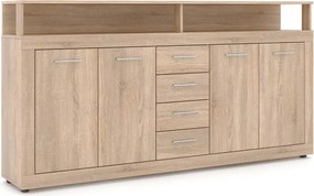 Komoda Czterodrzwiowa z Szufladami BLAGO 190 cm Dąb Sonoma Nowoczesna