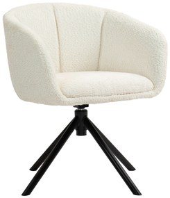 HOMCOM Fotel, Obrotowy Fotel Tapicerowany z Wygodną Muszlą Siedziska, Miękka Tapicerka, do 120 kg, Kremowy