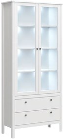Biała Dwudrzwiowa Witryna Led Z 2 Szufladami Z4-W26